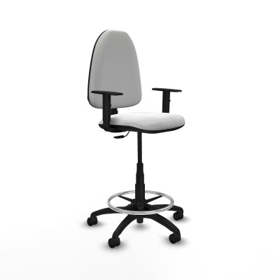 Taburete Aýna CP bali blanco brazos 1D base poliamida ruedas nailon 50mm
