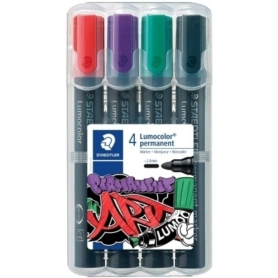 Staedtler Lumocolor 352 Pack de 4 Marcadores Permanentes - Secado Rapido - Colores Surtidos