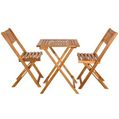 Juego de bistró plegable de madera de acacia ( 2 sillas y 1 mesa )
