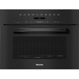 Microondas integrable Miele M 7244 TC Negro obsidian, 46 litros, 900W, Grill 1500W, 7 niveles, 45.6 x 59.5 x 56 cm, negro