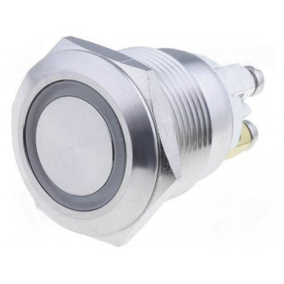 Pulsador Antivandalico OFF-(ON) Verde/Azul 24Vdc 2A IP65