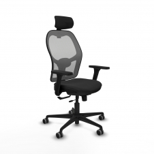 Piqueras y Crespo Jorquera traslack malla gris similpiel negro brazos 3D base nailon cabecero 2D ruedas 65mm engomada