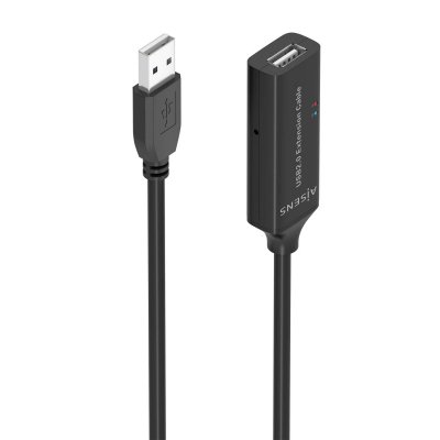 AISENS - CABLE USB 2.0 PROLONGADOR CON AMPLIFICADOR, TIPO A/M-A/H, NEG