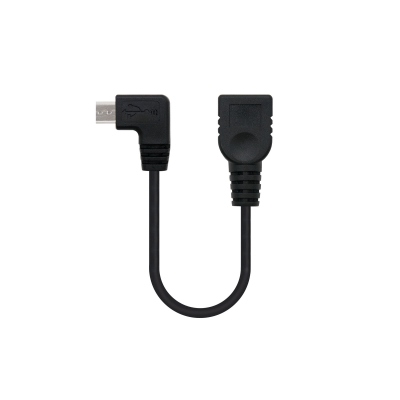 Nanocable 10.01.3600 Cable USB 2.0 OTG acodado, tipo Micro B/M-A/H, negro, 15cm