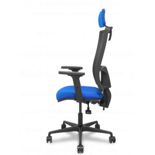 Silla Bormate asincro malla negra asiento bali azul brazos 2D ruedas 65mm cabecero regulable