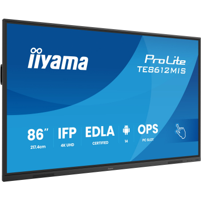 TE8612MIS-B4AG pantalla de señalización Diseño de quiosco 2,17 m (85.6) LCD Wifi 400 cd / m² 4K Ultra HD Negro Pantalla táctil Procesador incorporado Android 24/7
