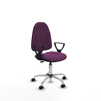 Algarra CP similpiel morado brazos fijos base cromada ruedas autofrenantes 50mm