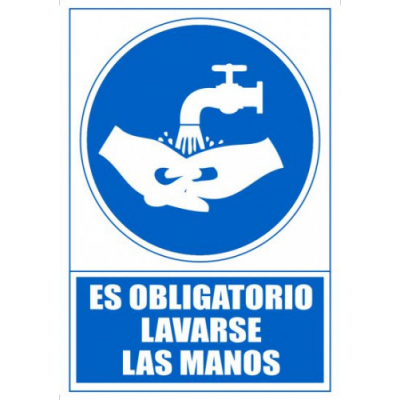 SEÑAL OBLIGATORIO LAVARSE LAS MANOS 210 X 297MM PVC AZUL ARCHIVO 2000 6173-13 AZ