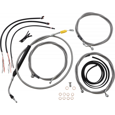 Kit completo de cable de manillar/línea de freno en acero inoxidable trenzado LA CHOPPERS LA-8058KT2-16