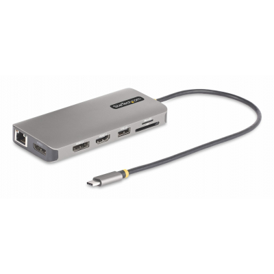Adaptador Multipuerto USB-C de 3 Monitores HDMI/DP - 4K 60Hz Doble + 4K 30Hz HDMI y DP - Hub 4x USB-A - PD de 100W de Paso - Red Gigabit Ethernet - Lector de Tarjetas SD/MicroSD