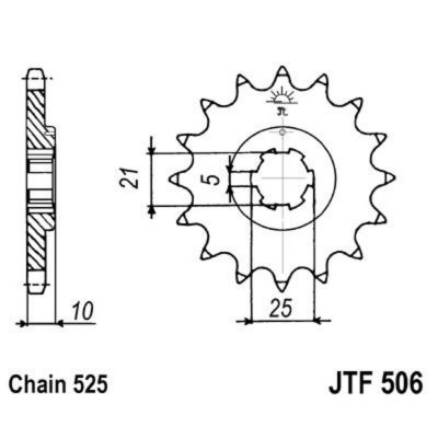 Piñon JT 506 de acero con 14 dientes JTF506.14