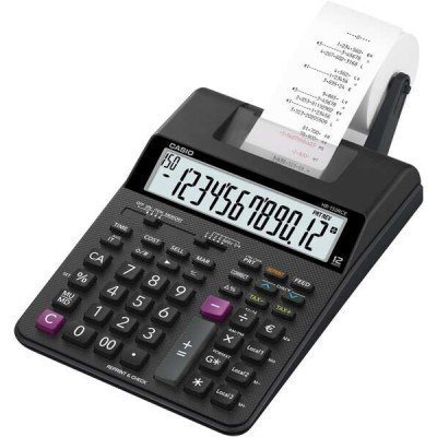 Casio HR150RCE Calculadora Impresora de Sobremesa - Pantalla de 12 Digitos - Anchura del Papel 58mm - Imprime Hora y Fecha - Alimentacion con Pilas