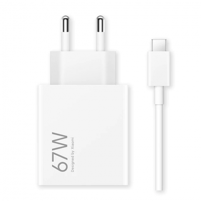 Xiaomi 67W HyperCharge Combo Cargador de Pared para Smartphone USB-A 67W + Cable - Identificacion Inteligente de Dispositivos -