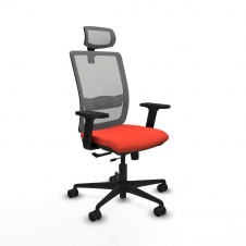 Piqueras y Crespo Haches traslack malla gris bali naranja oscuro brazos 2D base nailon cabecero malla 2D ruedas 65mm nailon