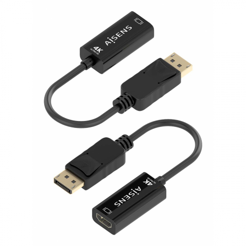 AISENS - CONVERSOR DISPLAYPORT A HDMI 4K@60HZ, DP/M-HDMI/H, NEGRO, 15CM