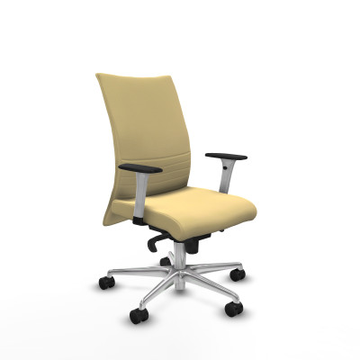 Albacete confidente sincro similpiel crema brazos 1D blancos base aluminio ruedas 65 mm nailon