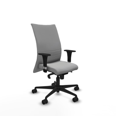 Albacete confidente XL sincro similpiel gris claro brazos 1D cromados base nailon ruedas 65 mm nailon