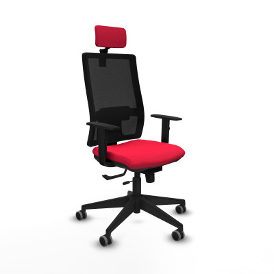 Horna traslack malla negra bali rojo brazos 1D base piramidal cabecero 2D ruedas 65mm engomadas