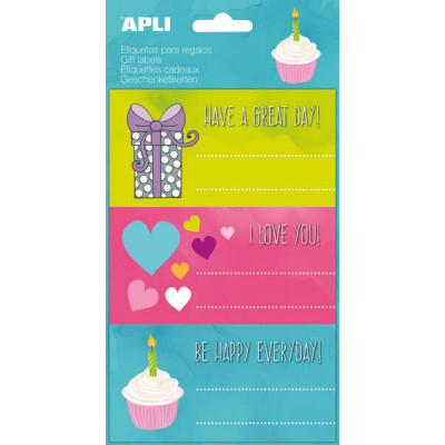Apli Etiquetas Adhesivas Great Day - Tamaño 76x39mm - 9 Etiquetas por Bolsa - Adhesivo Permanente de Alta Calidad - Ideal para Marcar e Identificar Regalos - Diseño Great Day - Color Blanco