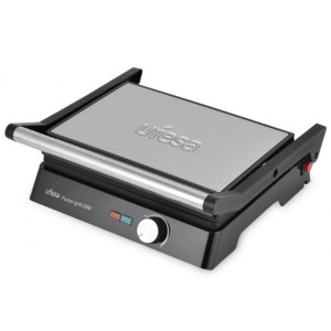 Parrilla eléctrica Grill Ufesa Fusion 72106021, 2200W, apertura 180º, 29 x 23 cm, antiadherente, acero inox y negro