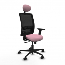 Piqueras y Crespo Zulema sincro malla negra bali rosa brazos 2D base nailon cabecero fijo ruedas 65mm nailon