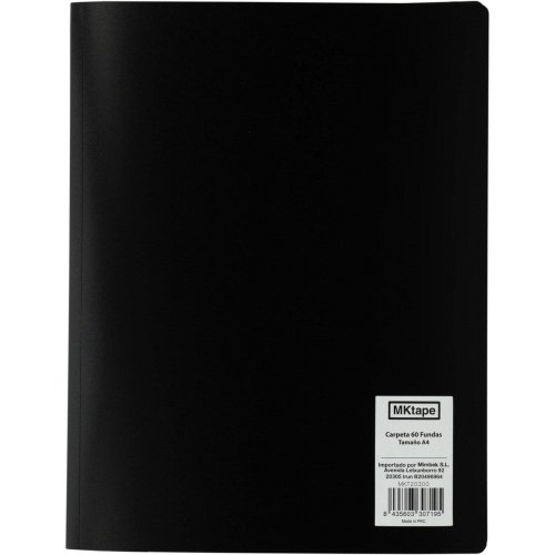 MKtape Carpeta con 60 Fundas Portadocumentos - Tamaño A4 - Color Negro