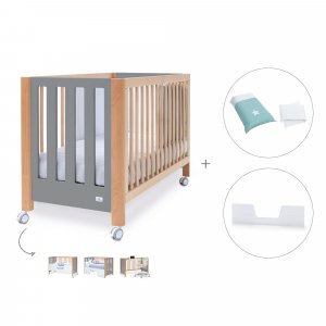 Cuna-cama-sofá-escritorio madera/antracita (4en1) 60x120 cm + textil Mare · Occa