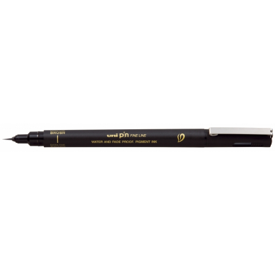 Uni-ball Uni Pin 500 Rotulador Calibrado Brush Extra Fino - Punta Poliacetal - Tinta Pigmentada Resistente al Agua y Luz - Color Negro