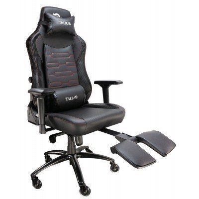 Talius silla Konda gaming carbono negra/roja, regulación lumbar, reposapies, 4D, Frog, base metal, r