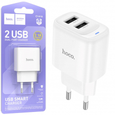 Cargador USB-A X2 Hoco C141A 2.1Amp Blanco