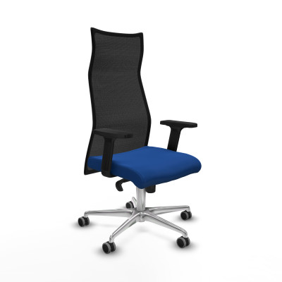 Albacete malla sincro malla negra similpiel azul brazos 2D base aluminio ruedas 65mm engomadas