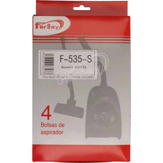 Bolsa aspirador Fersay F-535-S para Rowenta RO1733, pack 4 unidades, sintética