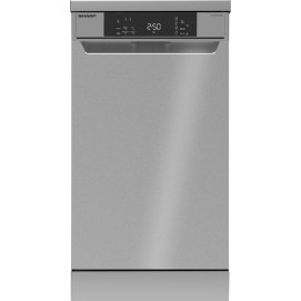 Lavavajillas Sharp QWNS1CF49EI, 45 cm, 10 servicios, clase E, 76 kWh/100 ciclos, 49dB, 4 programas, Inverter, luz interior, display, inox
