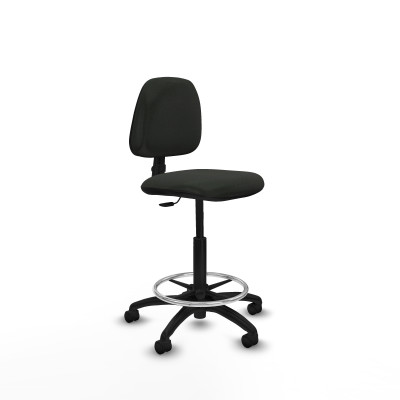 Taburete Isso CP bali negro sin brazos base poliamida ruedas nailon 50mm