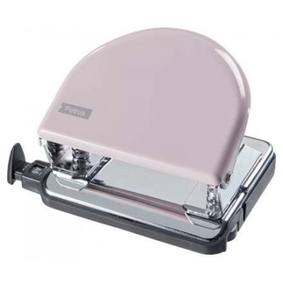 Petrus 52 Retro Taladro Perforador Metalico - Hasta 20 Hojas - Marcas de Formato - Facil Vaciado - Punzones 5.5mm - Color Strawberry Cream