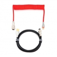 Phoenix kioru cable aviador en espiral con conector tipo c para teclados gaming negro y rojo