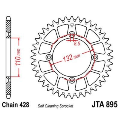 Corona JT 895 de aluminio con 46 dientes JTA895.46