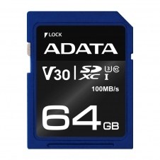 MEMORIA FLASH ADATA PREMIER PRO, 64GB SDXC UHS-I CLASE 10 ASDX64GUI3V30S-R