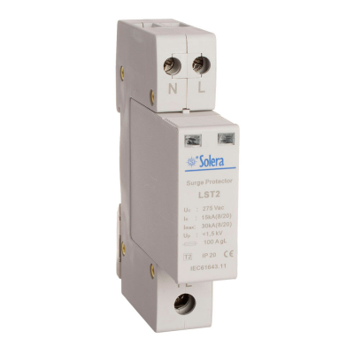 Protector sobretension 1p+n 15ka 275v transitorio 1 modulo solera (retractilado) lst2
