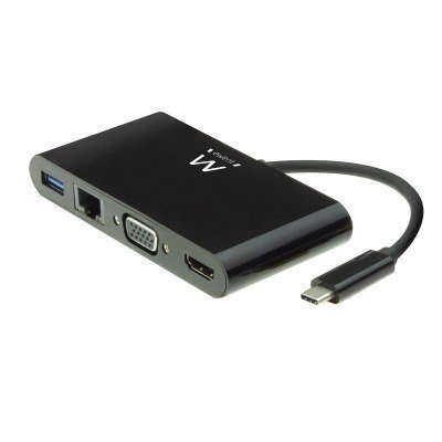 Ewent 9827 Docking Station 4K de USB-C a HDMI o VGA con ethernet y Hub USB