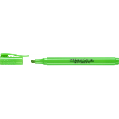 Faber-Castell Textliner 38 Marcador Fluorescente - Cuerpo Fino - Punta Biselada - Trazo Grueso y Fino - Tinta con Base de Agua - Color Verde