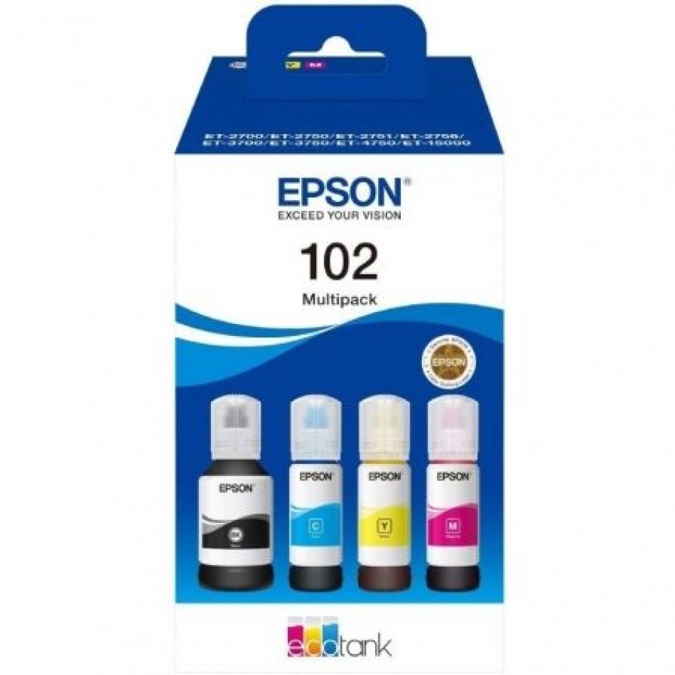 Epson 102 Pack de 4 Botellas de Tinta Originales - C13T03R640