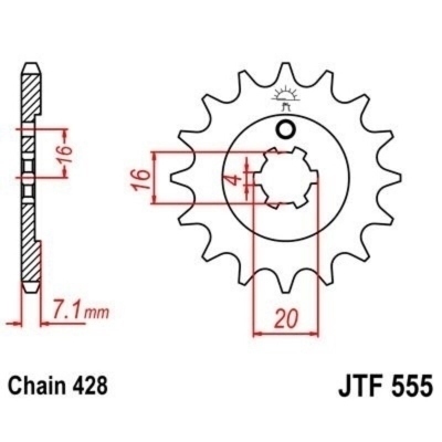 Piñon JT 555 de acero con 15 dientes JTF555.15