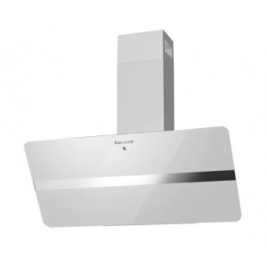 Campana decorativa de pared inclinada Corberó VICTORIA960W, vertical, 90 cm, 594 m3/h, clase A, 3 velocidades, 67dB, filtro aluminio, 2 luces LED, cristal blanco