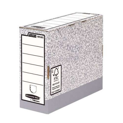 Fellowes pack 10 Bankers Box Caja de Archivo Definitivo 100mm A4 - Montaje Automatico Fastfold - Carton Reciclado Certificacion FSC - Color Gris
