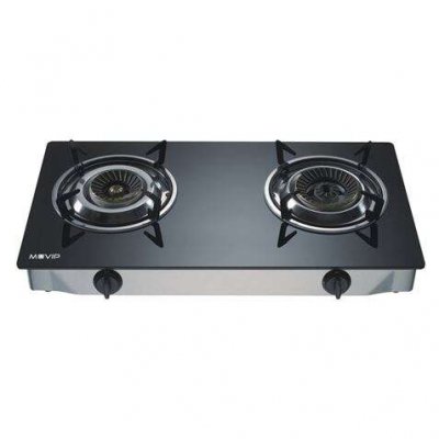 Cocina de gas Muvip 2 fuegos - Cristal templado | Acabado inox | Encendido piezoeléctrico | Quemadores de hierro fundido desmontables