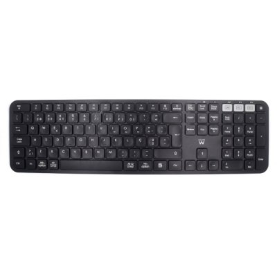 Ewent Teclado Inalambrico - Modo Ahorro de Energia - Disposicion Portuguesa QWERTY PT - Receptor USB-A 2.4Hz - 1x Bateria AAA (Incluida) - Alcance hasta 10m - Color Negro