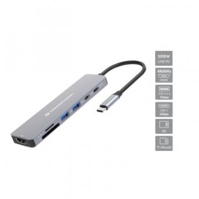 DOCKING USB-C 7-IN-1 CONCEPTRONIC DONN28G 1xHDMI 4K 2xUSB-A 3.0 2xUSB-C PD 100W 1xSD 1xMicroSD