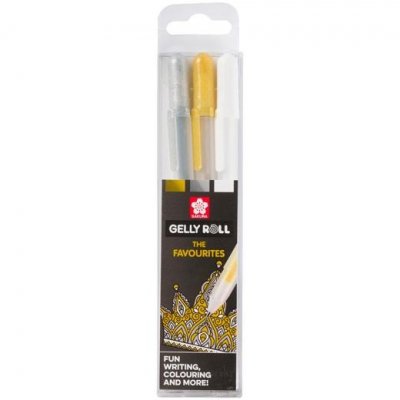 TALENS SAKURA ESTUCHE DE 3 BOLÍGRAFOS GELLY ROLL MIXED ORO/PLATA/BLANCO