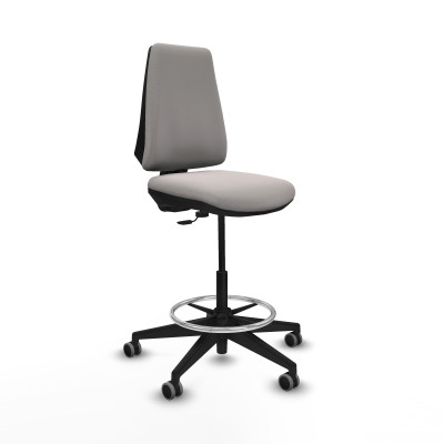 Taburete Elche CP similpiel blanco base piramidal ruedas 65mm engomadas
